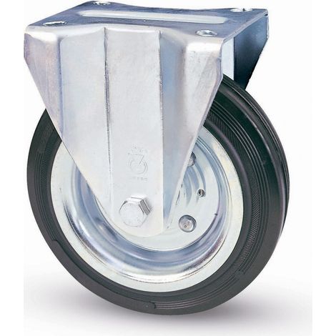Ruota in gomma per carrello industriale con Piastra Fissa Ø180x45 mm (1/2)