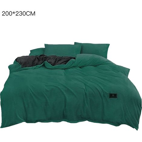 Housse de couette en flanelle d'hiver unie réversible en polaire chaude, drap-housse en velours corail, ensemble de housse de couette (1/3)