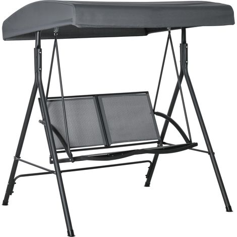 Dondolo 2 Posti 140x118x162 cm in Acciaio e Poliestere Grigio (1/5)