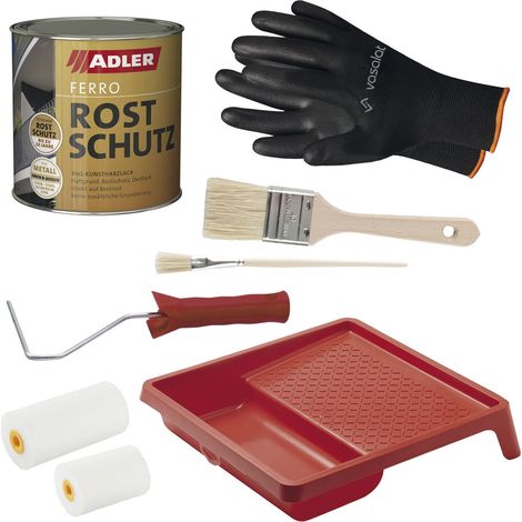 Adler Ferro Rostschutzfarbe für Metall 3in1 - Grundierung, Rostschutz und Decklack - direkt auf Restrost anwendbar + Zubehör, in Silbergrau 375ml (1/3)