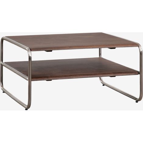 SKLUM Altrex Couchtisch aus Akazienholz und Edelstahl 60 x 60 cm Akazienbraun dunkel