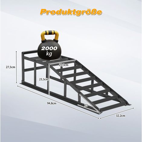 Auto-Auffahrrampen 94,8x32,2x27,5 cm aus grauem Stahl, 2 Stück – MEUBLIV (1/5)