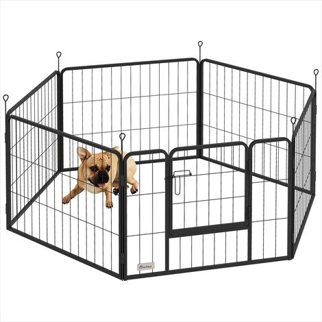 Barrière pour chien en acier gris 6 panneaux pliable 160 x 80 x (1/5)