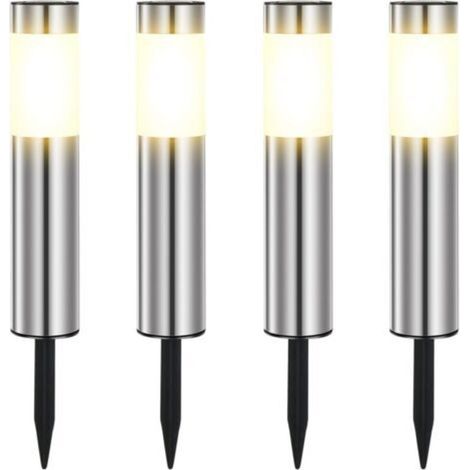 Set of 4 Outdoor Solar Garden Lights, Warm Light, Waterproof, for Patio, Lawn, and Driveway (1/5)