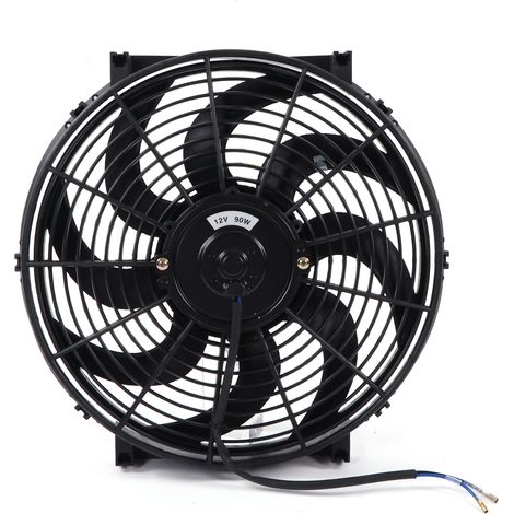 Ventilateur électrique universel 14 pouces 12V 90W, kit de montage pour radiateur, ventilateur fin poussoir-traction, refroidissement moteur auto (1/5)