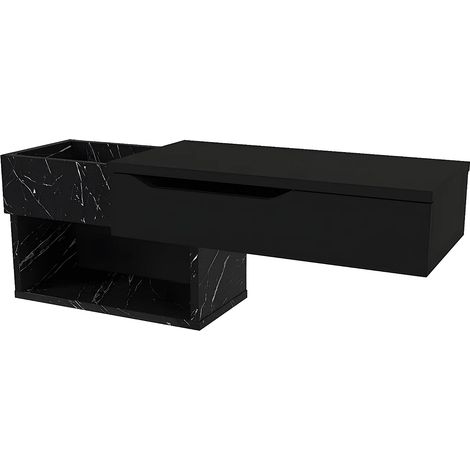 Consolle sospesa con 1 cassetto e 2 nicchie Effetto marmo Nero - DAREKA