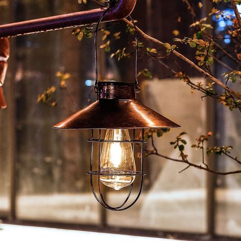 Vintage-Solar-Hängelaterne mit warmweißen LED-Lampen für Garten, Terrasse, Einfahrt und Außenbereich (1/5)