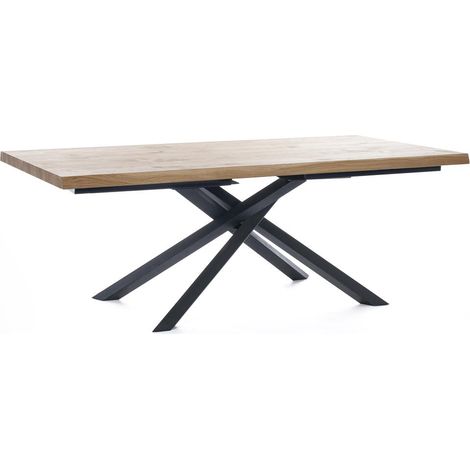 Tavolo Fisso 200x100x76 cm in Rovere Impiallacciato Spike Naturale (1/3)