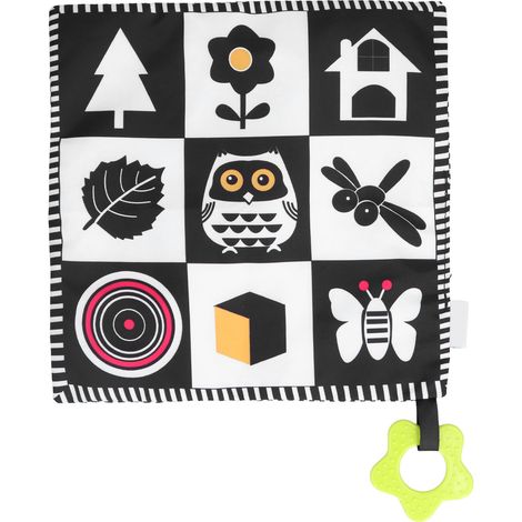 Lot doudou apaisant bébé avec hochet cloche et anneau de dentition, carré motif hibou, couverture réconfortante pour tout-petits (1/5)