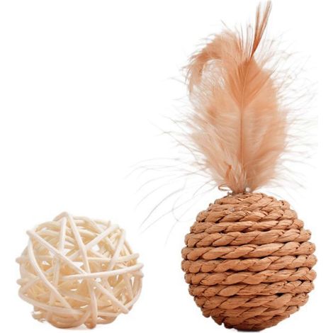 Chat Jouet Set - Felt Sisal Rattan Balle avec Clochette et Plume - Grand Griffering Post pour Protection des meubles (1/5)