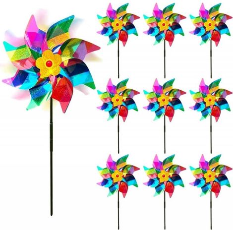 10 Pièces Moulin à Vent Réfléchissant Anti-Oiseaux Effaroucheur Répulsif Jardin Décoratif (1/4)