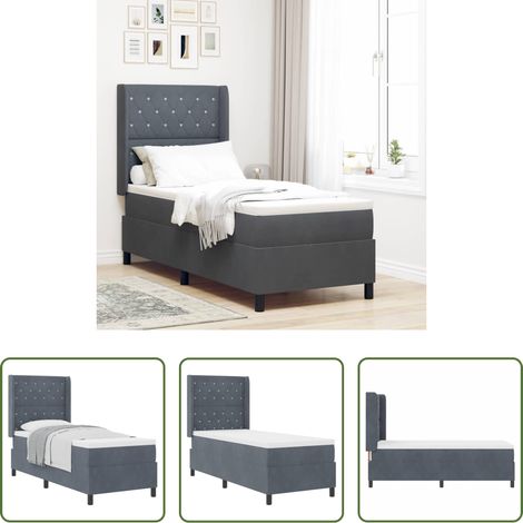 Samtmatratze - Boxspringbett mit Matratze Dunkelgrau 80 x 200 cm Samt (1/5)