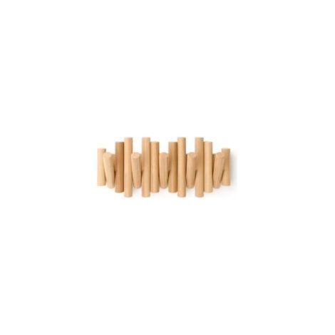 Patère murale con 5 uncinetti, bois natural, 37,1 x 16,5 x 4,4 cm (coloris bois) - Crezuo (1/4)