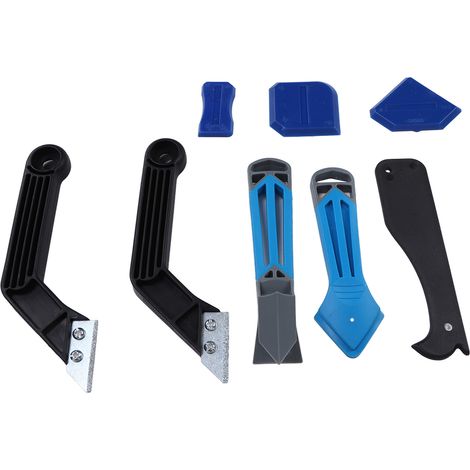 Kit de racloir en silicone pour vitres avec manche ergonomique et grattoir à colle (1/5)