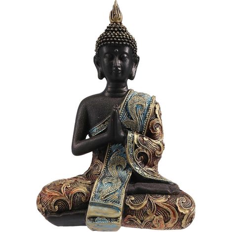Statue de Bouddha thaïlandaise en résine, sculpture artisanale, ornement bouddhiste et hindou feng shui, décoration pour la méditation et la maison (1/5)