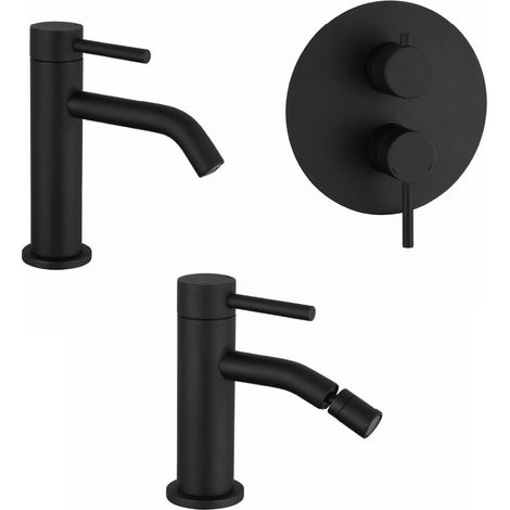 Set miscelatori lavabo bidet senza scarico e incasso doccia c deviatore nero opaco Bette (1/4)