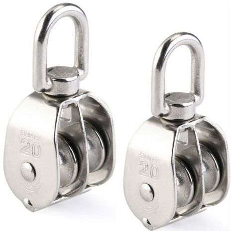 Poulie Double 2pcs inox 304 pivotant Double poulie-- (1/5)