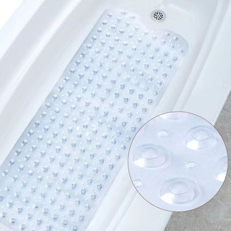 Tapis de bain antidérapant, 100 x 40 cm, extra long, résistant à la moisissure et lavable en machine, sans BPA, transparent (1/5)