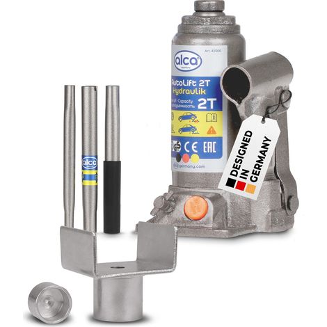 alca® hydraulischer Wagenheber 2t mit U-Adapter I für Caravan Anhänger Auto Motorrad & SUV I Stempelheber aus Stahl - 158-308 mm Hubhöhe I kompakter Autoheber