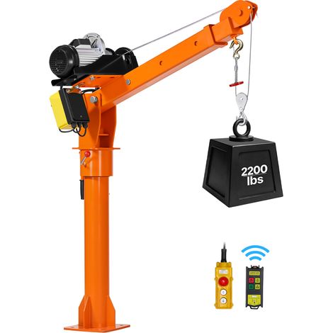 VEVOR Grúa Electrica para Camioneta Capacidad 998 kg, Control Remoto con Cable e Inalámbrico, Polipasto Electrico, Pluma Telescópica 360°, Base Plegable de Acero, Grúa Pickup para Elevación de Equipos (1/5)