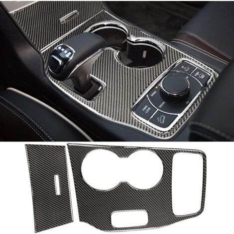 Garniture de couvercle de console centrale en fibre de carbone véritable noire compatible avec les accessoires intérieurs Jeep Grand Cherokee 2014 2015-Karteo (1/4)