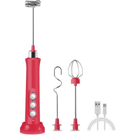 Montalatte elettrico, montalatte ricaricabile tramite USB, macchina per schiumare il latte elettrica a 3 fasi con frusta in acciaio inox per caffè e cappuccino (1/5)