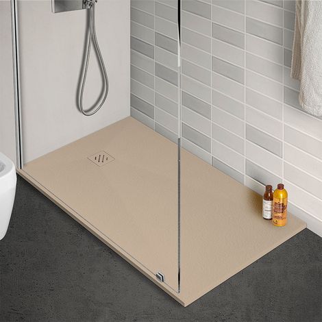 Piatto doccia 80x140 in marmoresina beige completo di kit scarico Arena (1/5)