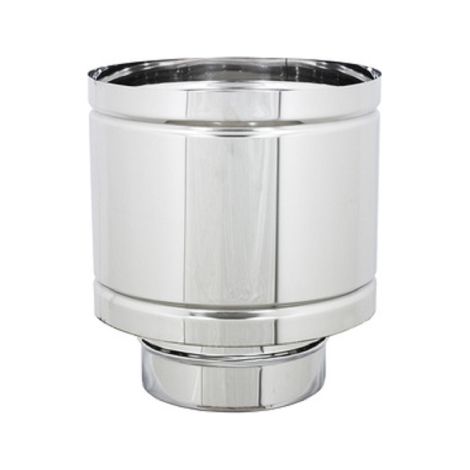 Chapeau de cheminée coupe-vent 15 cm en acier inoxydable – Raccord mâle base ronde – Protection contre intempéries – ALA