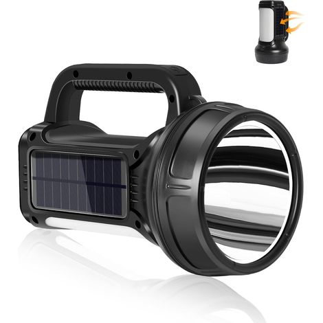Ultra Powerful LED Flashlight with Solar Panel, 1500 Lumen, 6500mAh, 6 Modes, Rechargeable Flashlight for Camping/Emergency/Hiking/Power Outage [Energy Class C] (1/5)
