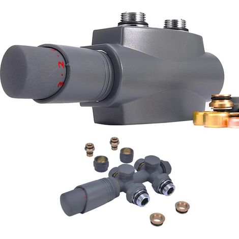 Multibloc avec thermostat, bloc de robinet d'angle et forme de passage pour radiateurs de salle de bain, raccord central, robinetterie de raccordement, accessoires de chauffage, valve tête