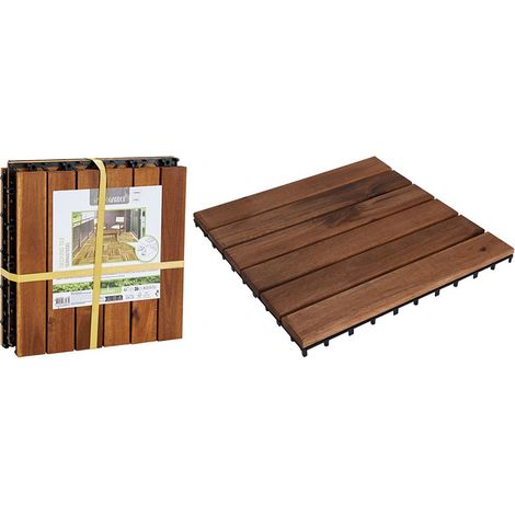 Baldosas de madera de acacia para terraza, 30 x 30 cm, 4 piezas