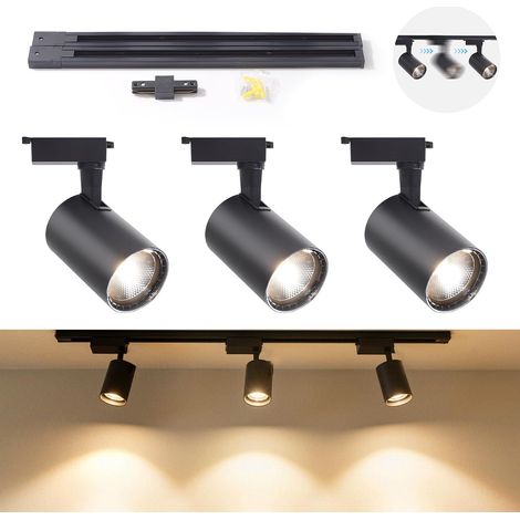 Faretto Soffitto Lampada LED Tripla Orientabile Nero 30W (1/5)