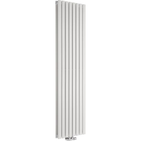 Milano Aruba Flow White Vertical Column Central Connection Double Oval Panel Radiator - 1780mm x 472mm (1/5)