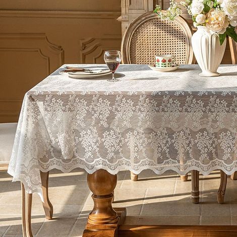 Nappe élégante en dentelle florale - 260 x 140 cm - Nappe décorative pour occasions spéciales