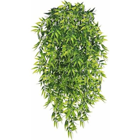 4Pcs Plantes Tombantes Artificielles Feuille de Bambou Fausse Plante Verte Tombante Plantes Artificielles Suspendues Faux Feuilles de Bambou Suspendues pour Intérieure Extérieure Mur Arche Jardin
