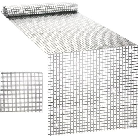 Retro 70s silver tablecloth (30x274 cm), elegant table decoration for parties, birthdays or themed weddings (1/5)