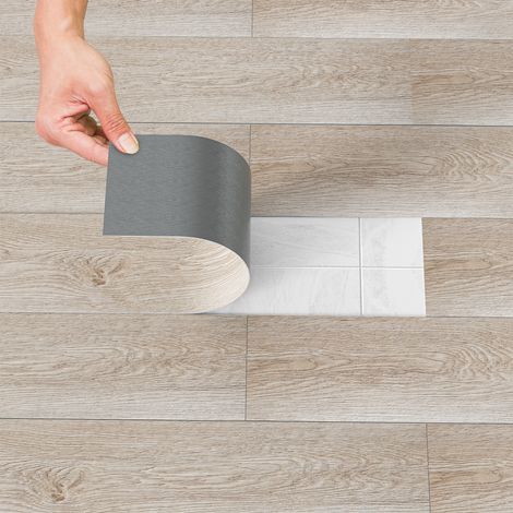 Randaco Revêtement de Sol Adhésif PVC Vinyle 7 Pièces 0,975 m² Chêne Naturel Clair Mat