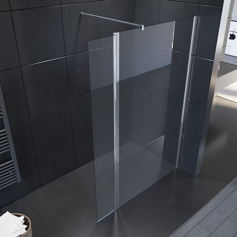 Sirhona – Pare-baignoire pliant 300 x 2000 mm – Panneaux latéraux en verre trempé 6 mm – Aluminium plaqué argent – Système d'axe rotatif (1/5)