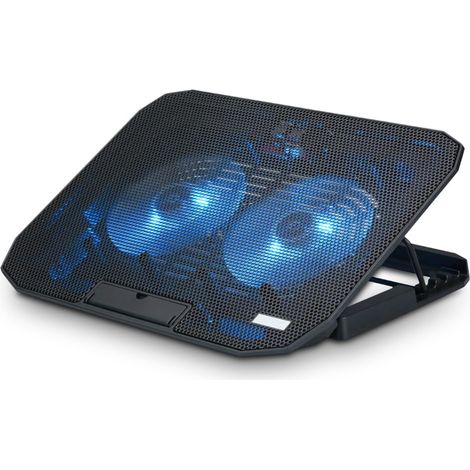 Support Refroidisseur Pour Ordinateur Portable - 2 Ventilateurs Silencieux - Réglage Hauteur 5 Positions - 2 Ports USB - Compatible 12 À 17 Pouces - Noir (1/5)