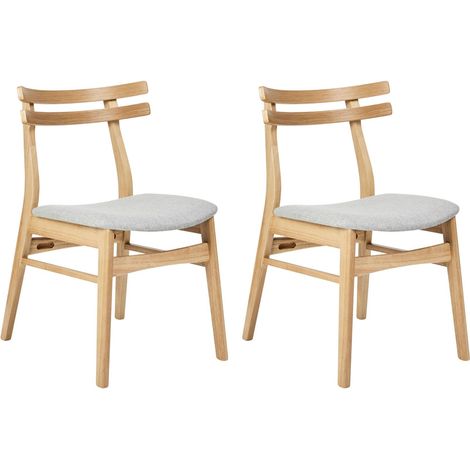 Set of 2 Dining Chairs CYNTHIANA Wood Light Grey