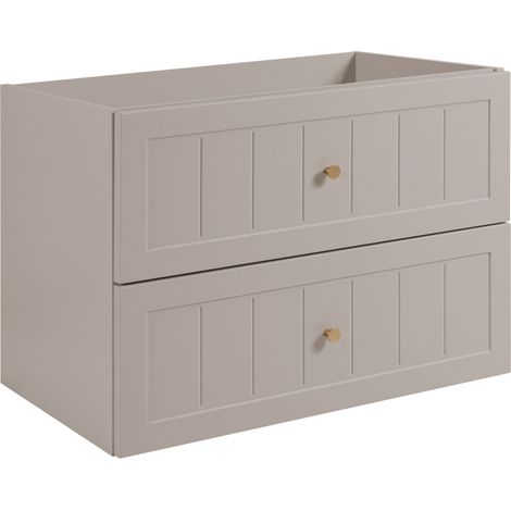 Rodan Badschrank 40 cm, Weiß Matt und Holz, 46 x 40 x 57 cm, geriffelte Türen, ohne Waschtischplatte, 2 Ablagen, feuchtraumgeeignet