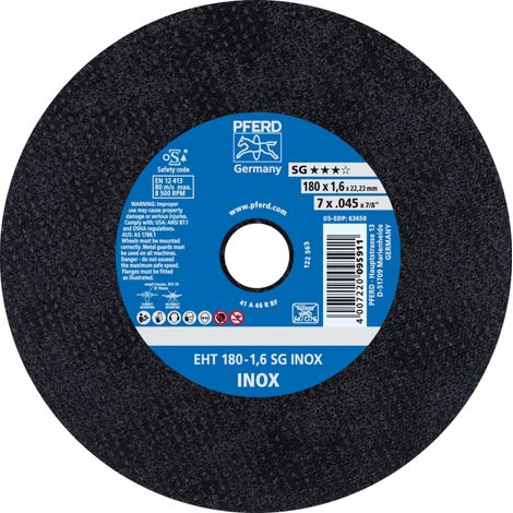 PFERD TOOLS Trennscheibe EHT 180x1,6x22,23 mm gerade Leistungslinie SG INOX für Edelstahl 25 Stk (1/5)