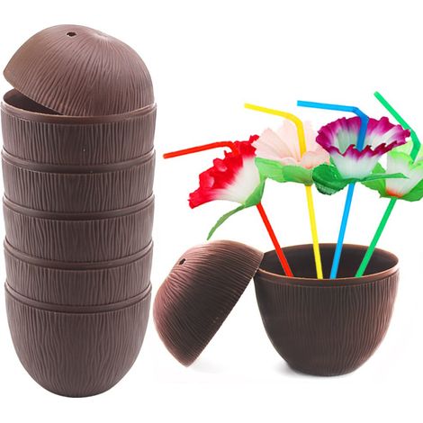 Kokosnussbecher für Cocktails, Hawaii-Party, 56g Plastik-Trinkflasche