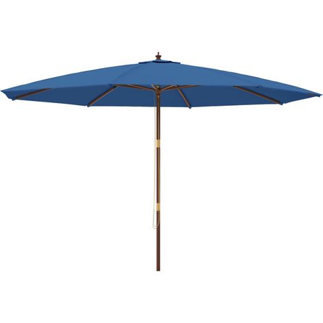 Ombrellone da giardino con palo in legno 400 x 273 cm blu 020008341
