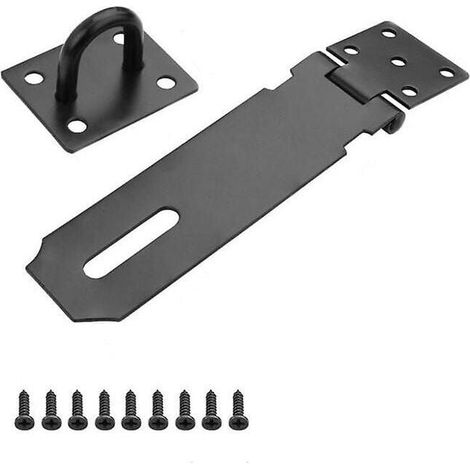 ZVD Loquet et targette (Noir)Cadenas Moraillon 5 Pouces Loquet De Porte, Cadenas Moraillon Serrure De Porte Extérieure Avec Vis, Loquet De Porte En Acier Inoxydable Pour Porte, Tiroir, Placard (1/4)