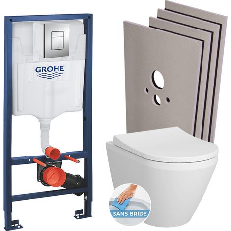 Grohe Pacchetto per toilette Rapid SL con supporto Bati + toilette senza flangia + sedile con chiusura morbida + pannello di controllo