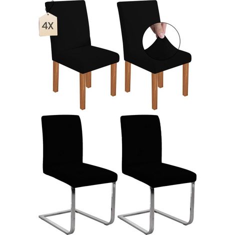 Stuhlhussen 4er Set Schwarz, Stretch, Waschbar, für Esszimmerstühle (1/5)