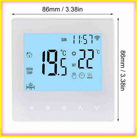 Thermostat d'ambiance intelligent, rétro-éclairage, 16A, contrôle via application, pour chauffage et climatisation, kit complet pour installation murale intérieure (1/5)