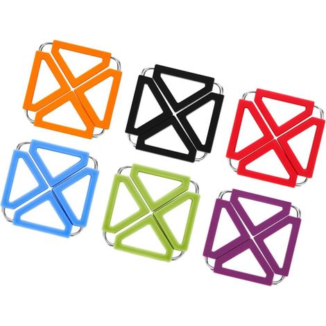 Lot de 6 dessous de plat en inox et silicone, carrés (1/5)