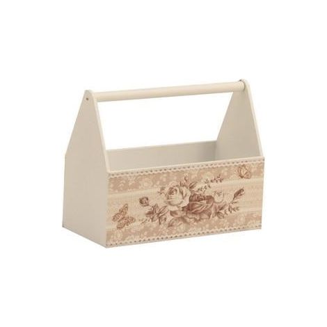 Porte-revues en bois blanc et tissu marron à fleurs (lot de 3)